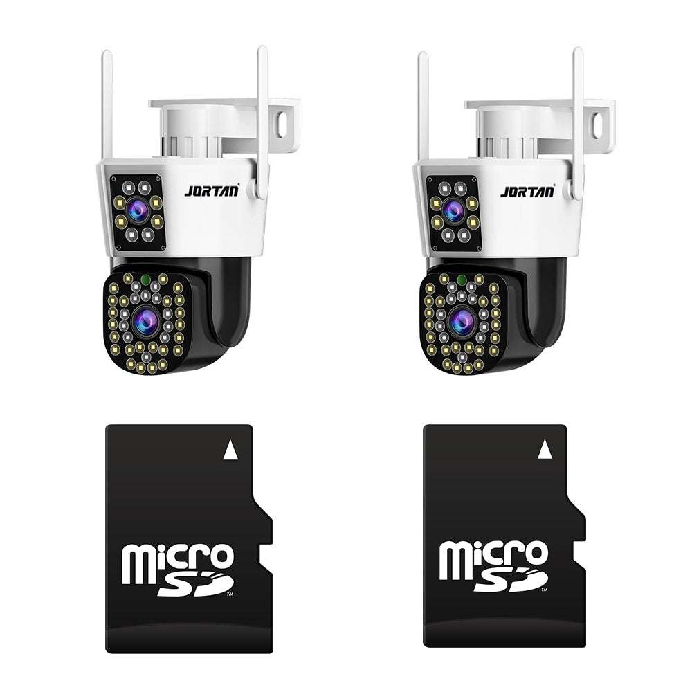 Set 2 Camera Dubla Jortan Wifi + 2 Card 32 Gb Rezolutie 6 Mp Full HD 4K Detectie Umana Sistem de Alarma Recunoastere Faciala