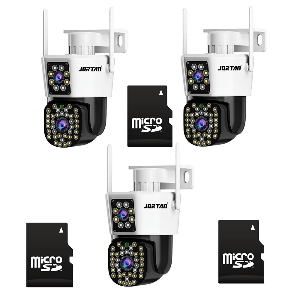 Set 3 Camera Dubla Jortan Wifi + 3 Card 32 Gb Rezolutie 6 Mp Full HD 4K Detectie Umana Sistem de Alarma Recunoastere Faciala