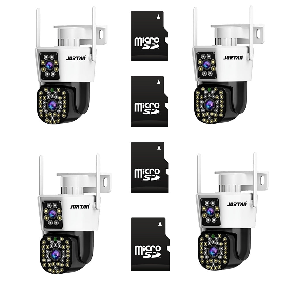Set 4 Camera Dubla Jortan Wifi + 4 Card 32 Gb Rezolutie 6 Mp Full HD 4K Detectie Umana Sistem de Alarma Recunoastere Faciala