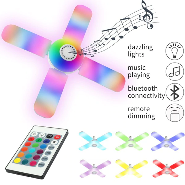Bec LED RGB 50W E27 cu Telecomandă și Difuzor Bluetooth