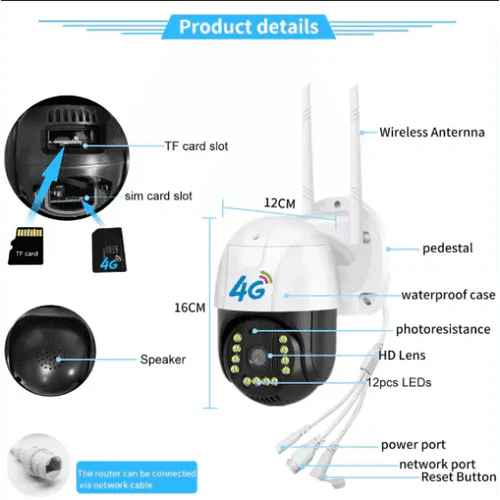 Camera Smart Exterior 4G/Wifi Dasgut V380 Pro + Card 32 GB Jortan