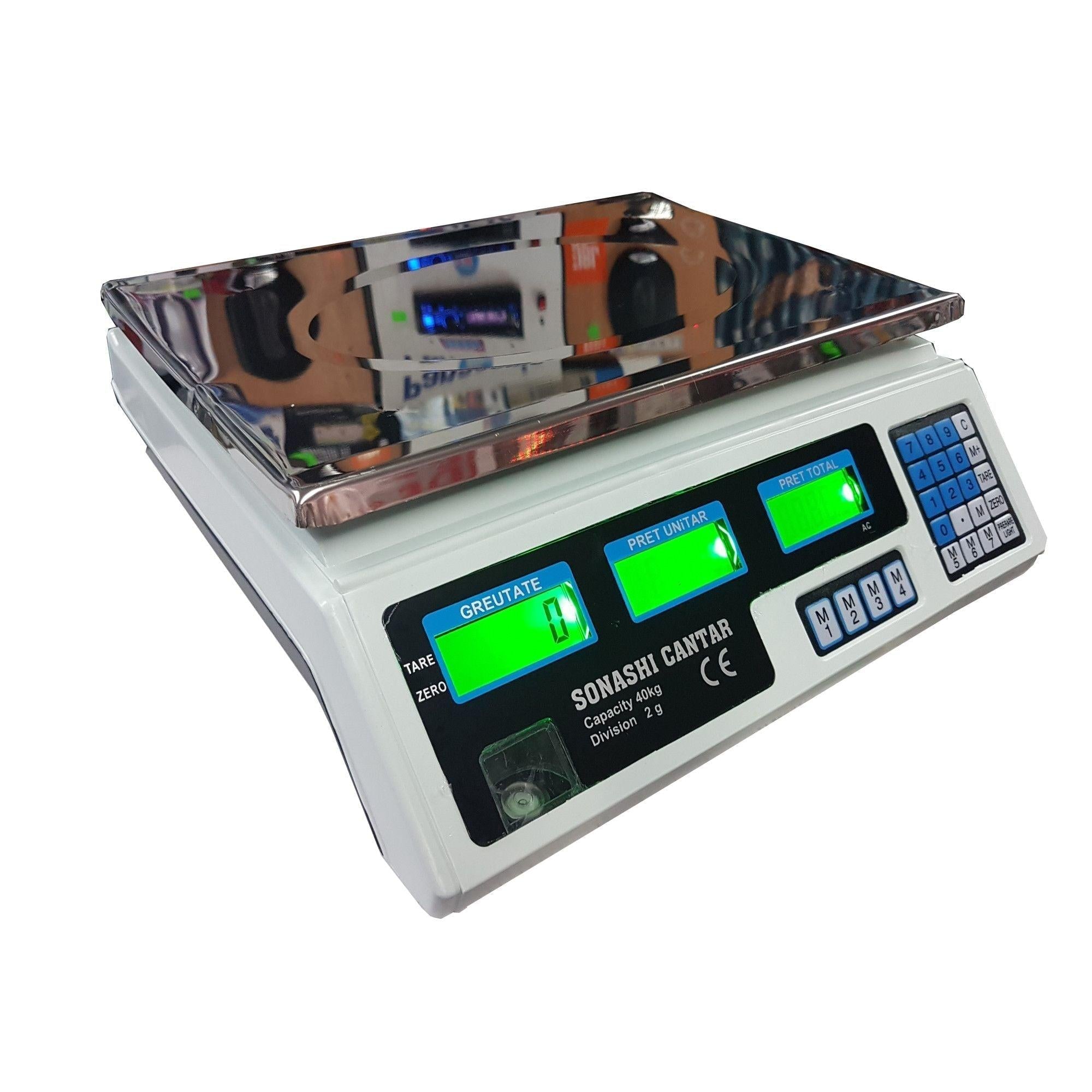 Cântar Digital de 40 kg cu Acumulator și Platformă din Inox - Perfect pentru Utilizare Comercială și Casnică