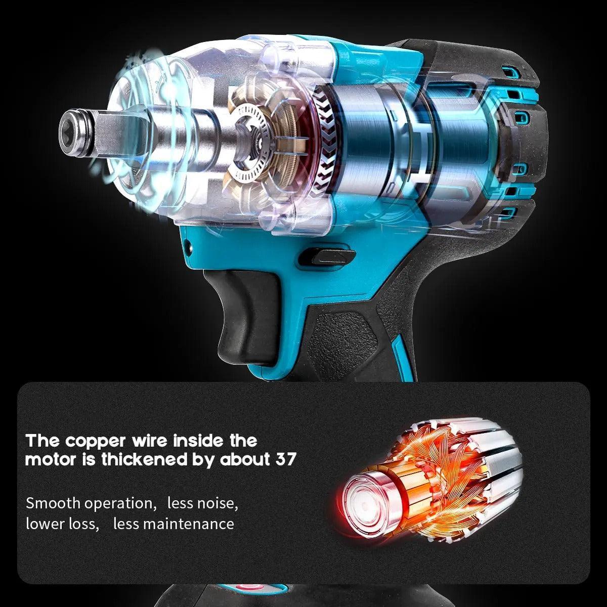 Cheie Electrică de Impact 48V Fără Perii cu LED și Adaptor Makita, Încărcător Inclus