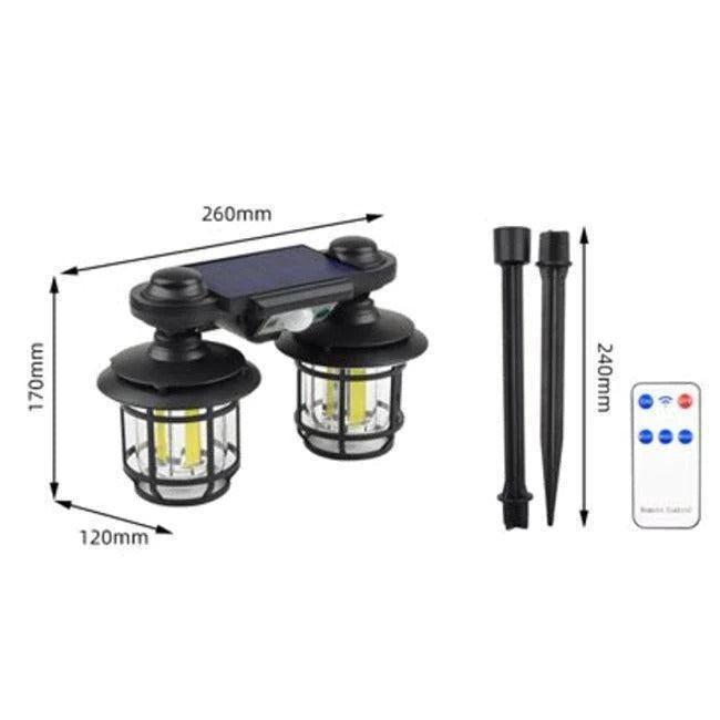 Felinar Solar Dublu cu 192 LED, Senzor Mișcare și Telecomandă 30W