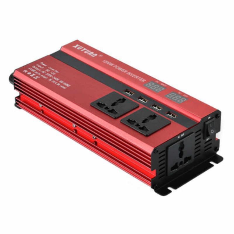 Invertor Auto 1000W, 12V, Display Dublu și 4 Porturi USB, 2 Iesiri
