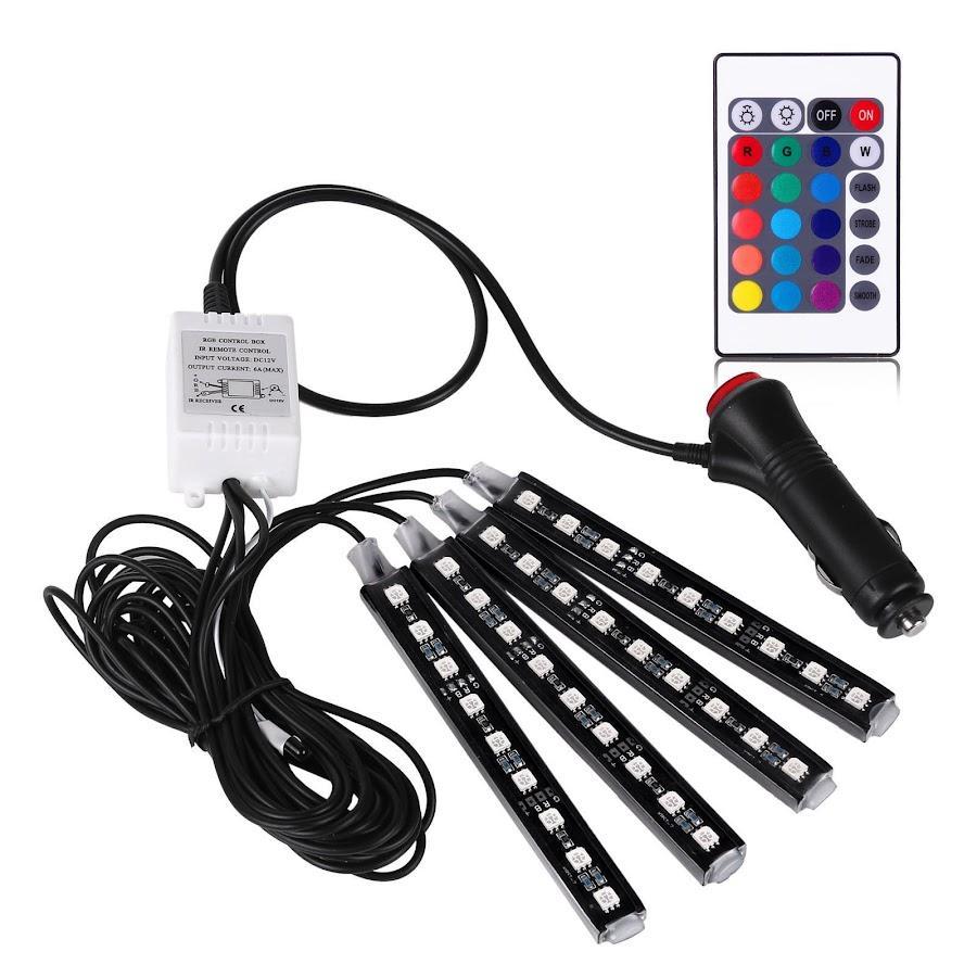 Kit Iluminare Ambient Auto LED RGB cu Telecomandă – Iluminare Interioară Auto