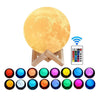 Lampa 3D Luna RGB Multicolor, 16 Nuante, 15 cm, Control Tactil + Suport din Lemn
