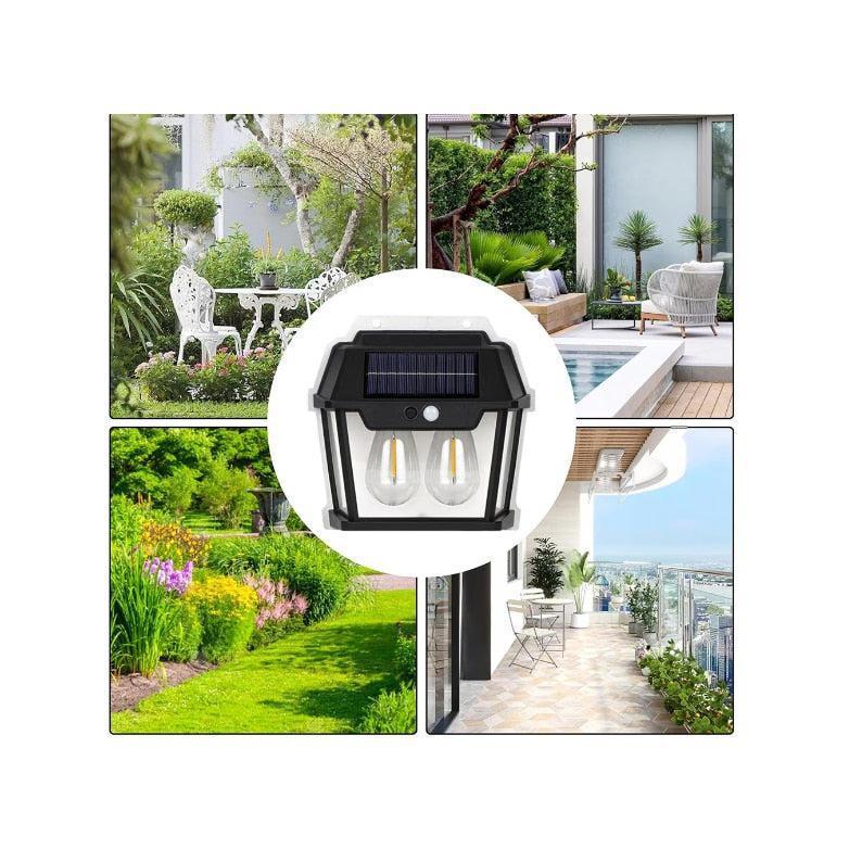Lampa Exterioară Solară cu 2 LED-uri, Senzor de Mișcare, 600 Lumeni, Impermeabilă