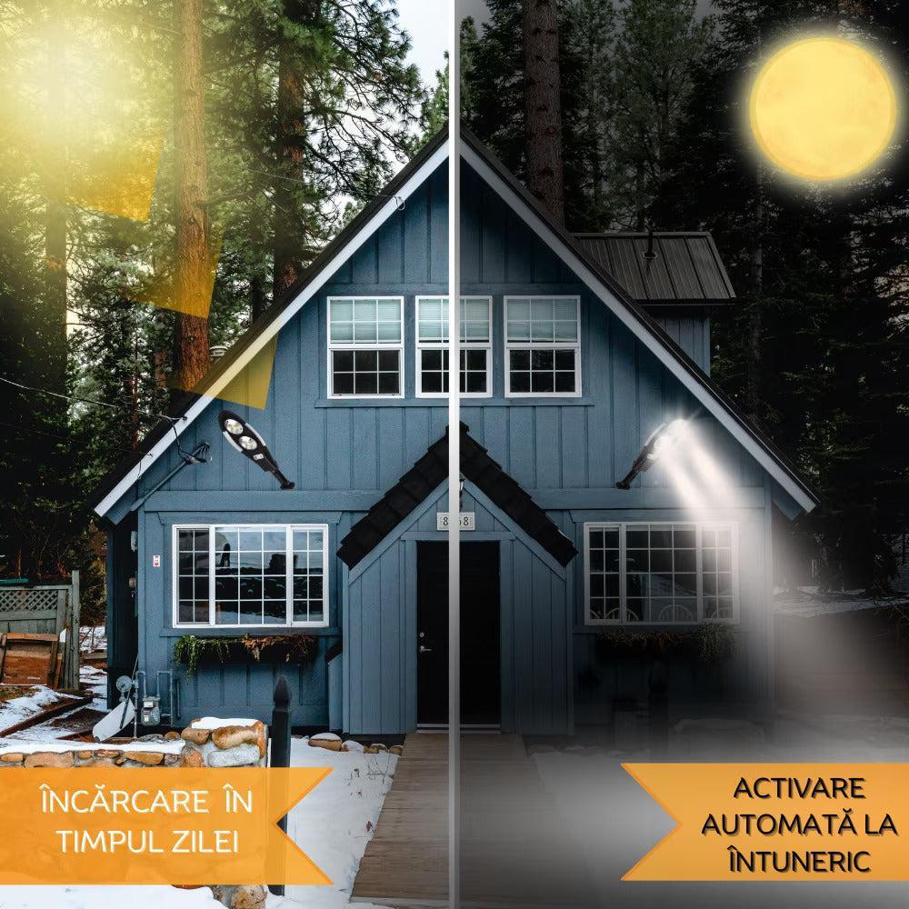 Lampa Solară 150W 24 Ore Autonomie 1000 Lumeni cu Senzor