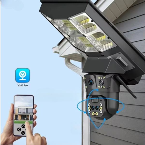 Lampa Stradală Solară V380 cu Cameră 4MP și Conectivitate 4G