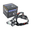 Lanterna de Cap Reglabilă cu 3 LED-uri CREE XM-L T6, 5000 Lumeni, Acumulatori Incluși