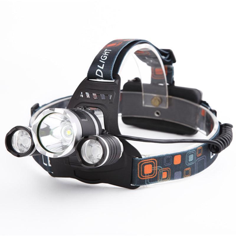 Lanterna de Cap Reglabilă cu 3 LED-uri CREE XM-L T6, 5000 Lumeni, Acumulatori Incluși