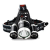 Lanterna de Cap Reglabilă cu 3 LED-uri CREE XM-L T6, 5000 Lumeni, Acumulatori Incluși
