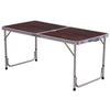 Masă Camping Pliabilă Tip Valiză 120x60x70cm cu Suport Umbrelă din Aluminiu și MDF