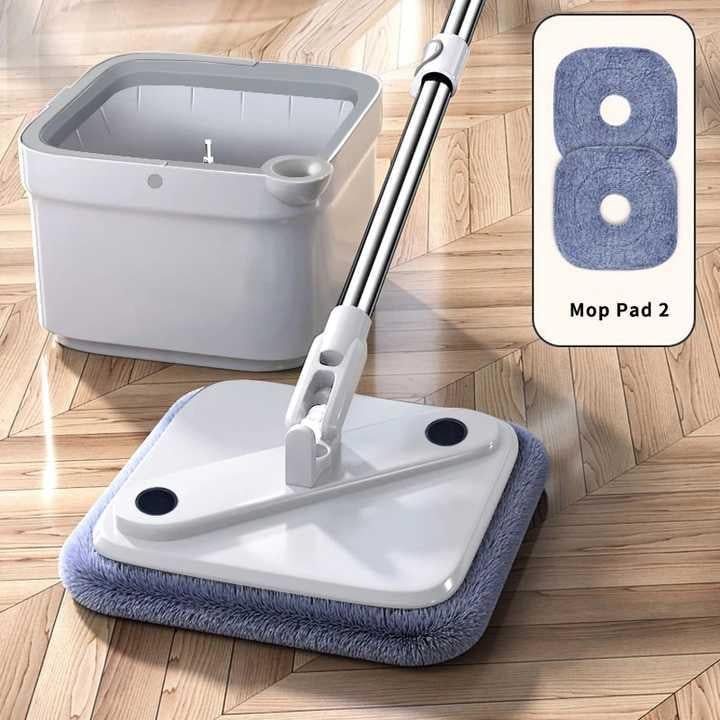 Mop Magic 360° Rotativ cu Cap din Microfibră și Mâner din Oțel