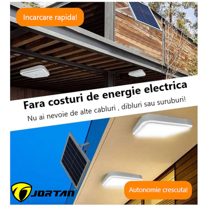 Plafonieră Solară LED Jortan 200W, Alb Rece/Cald, cu Telecomandă