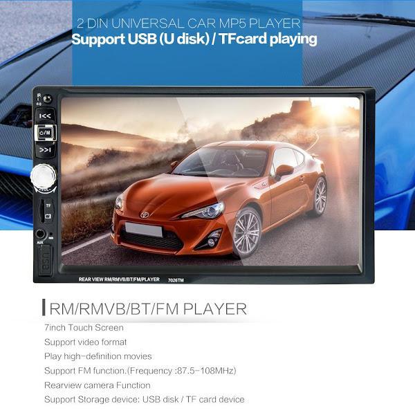 Player Multimedia Auto 7 Inch cu Touchscreen, Mirrorlink și Bluetooth