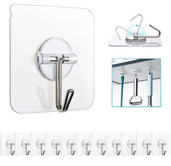 Set 10 Cărliche Autoadezive Reutilizabile, Ultra Rezistente 7,2 cm x 7,2 cm