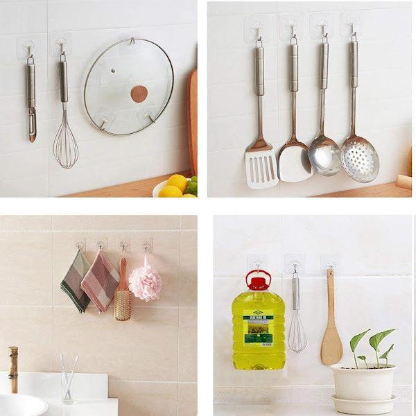 Set 10 Cărliche Autoadezive Reutilizabile, Ultra Rezistente 7,2 cm x 7,2 cm