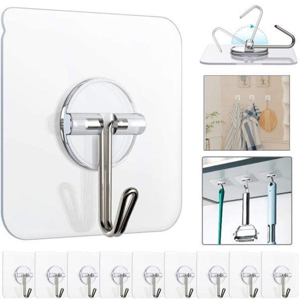 Set 10 Cărliche Autoadezive Reutilizabile, Ultra Rezistente 7,2 cm x 7,2 cm