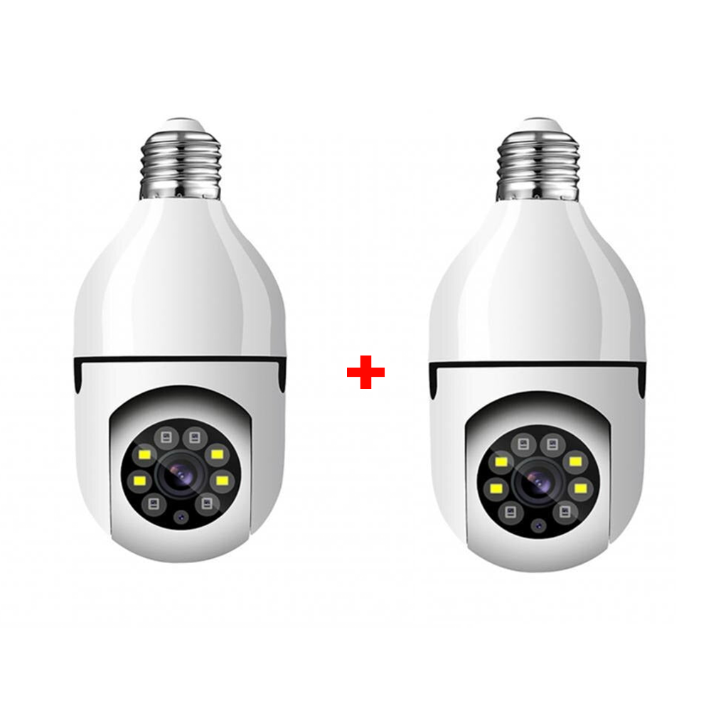 Set 2 Camere IP, WI-FI, HD, Smart-Bulb, tip bec cu Senzor de Miscare si Aplicatie Telefon