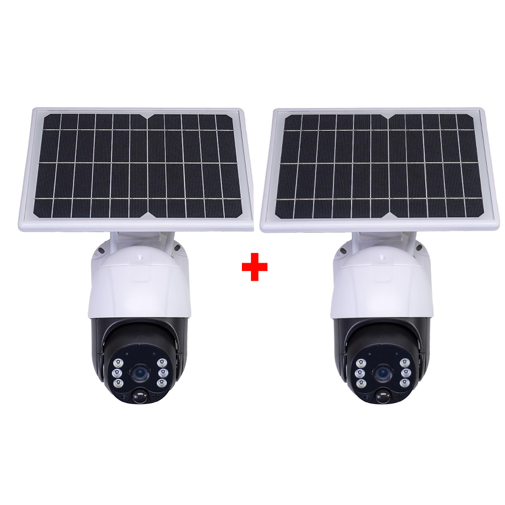 Set 2 Camere Supraveghere jORTAN Video cu Panou Solar, 1080P Wi-Fi, slot microSD