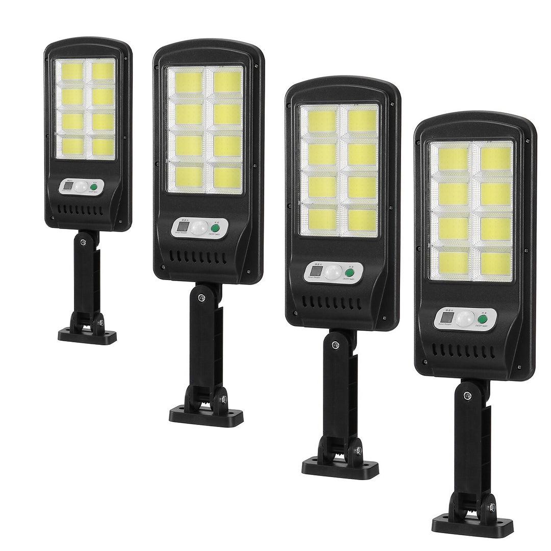 Set 4 Lămpi Solare LED 150W COB 160 LED-uri cu Senzor de Mișcare IP65, Autonomie 12-14 Ore