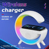 Stație Multifuncțională Încărcare Wireless 3 în 1 cu Lumină RGB și Boxă Bluetooth