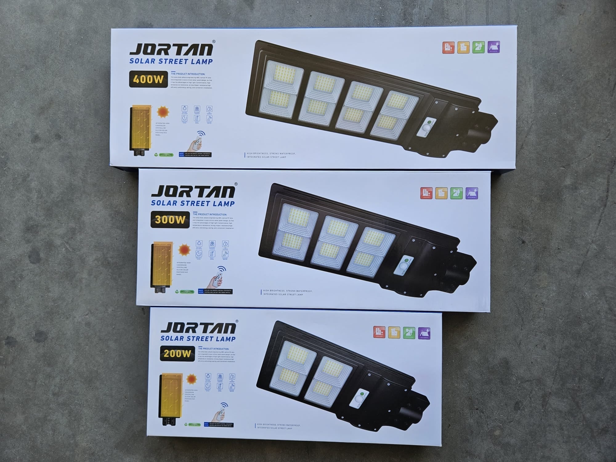 Lampa Solara Stradala 400W/200W Jortan Autonomie 15 ore + Picior si Telecomanda